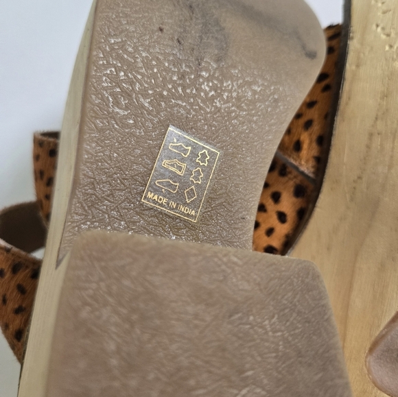 Jeffrey Campbell UO faux calf hair leather wooden platform slip on clogs sz 8 - Picture 4 of 6